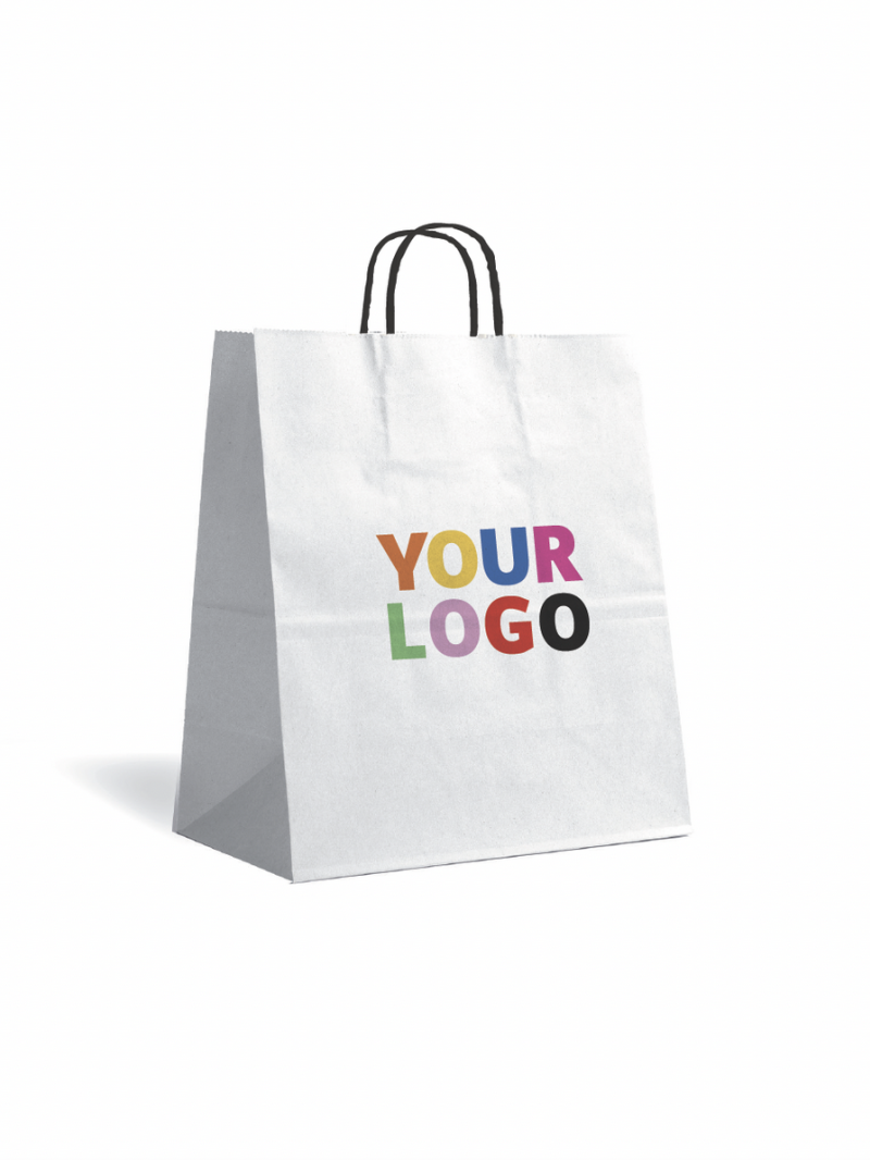 BAG WITH BLACK HANDLES – WHITE L VERTICAL (32x12x41 cm)
