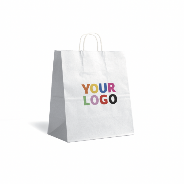 Twisted Handle Bags - White L VERTICAL (32x12x41cm)