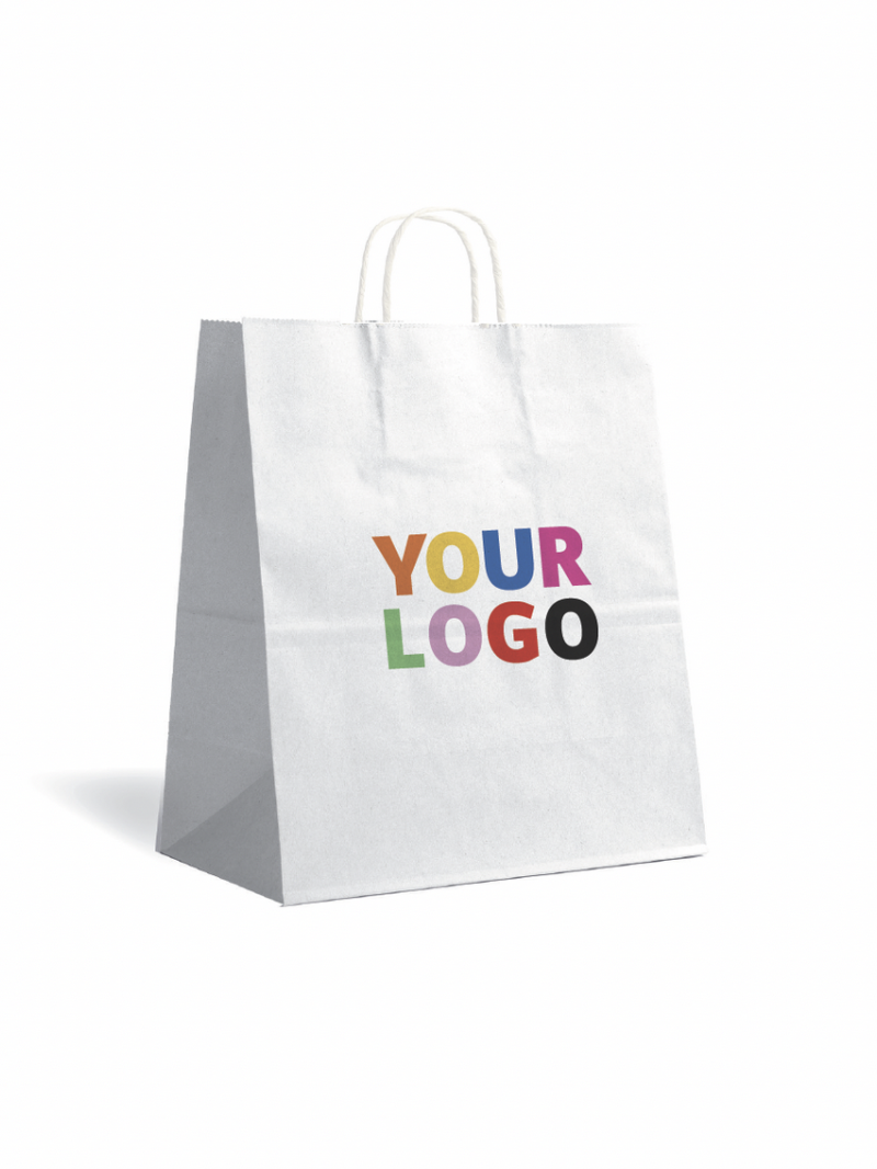 Twisted Handle Bags - White L VERTICAL (32x12x41cm)