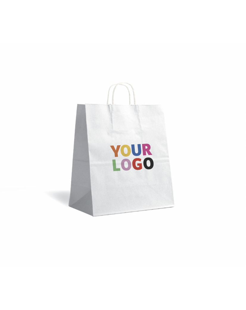 Twisted Handle Bags - White L VERTICAL (32x12x41cm)