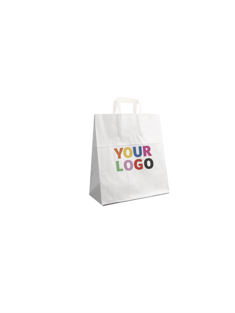 Chronopack Sacs poignées plates papier blanc S