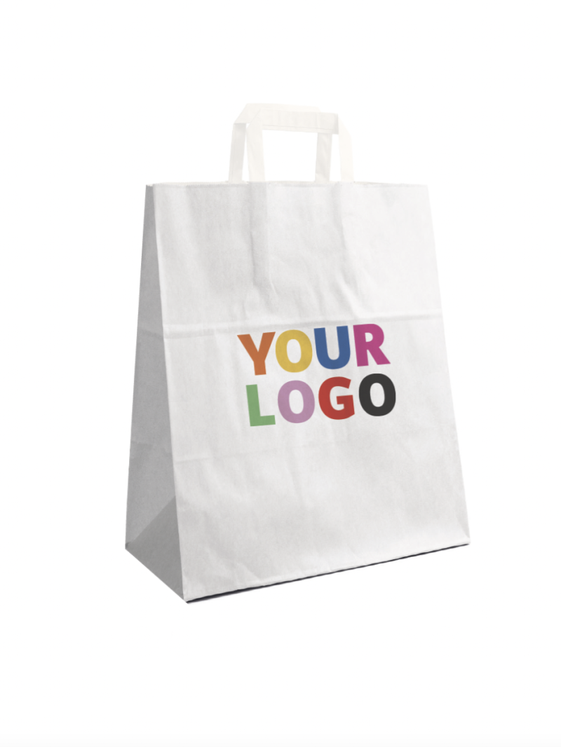 Flat Handle Bags – White L (32x16x44cm)