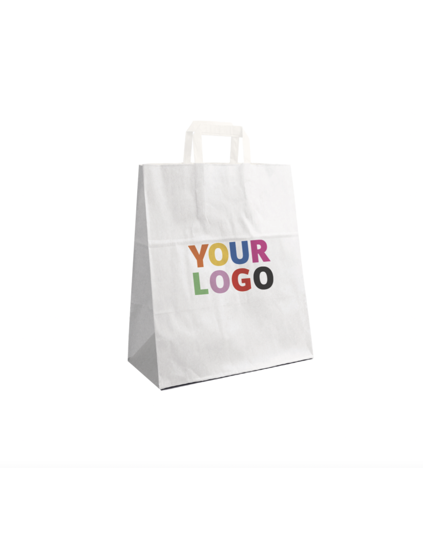 Flat Handle Bags – White L (32x16x44cm)