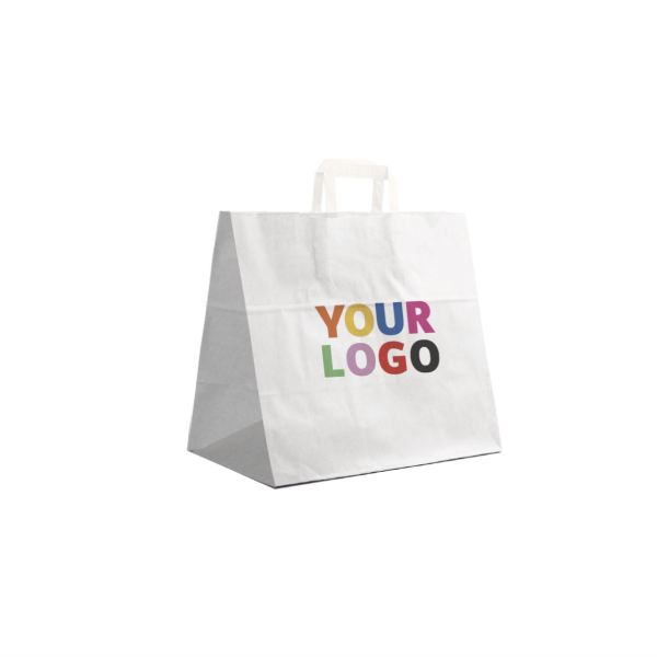 Flat handle bags - White SNACK TAKEAWAY