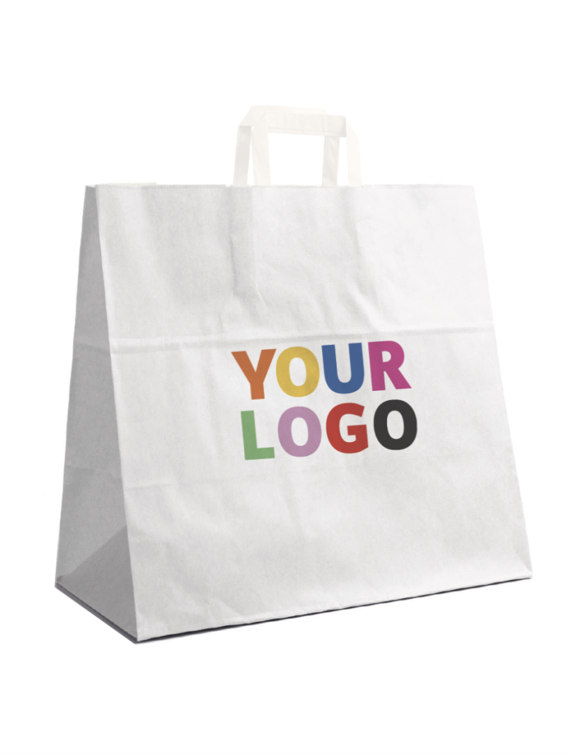 Flat Handle Bags – White XL (44x15x49.5cm)