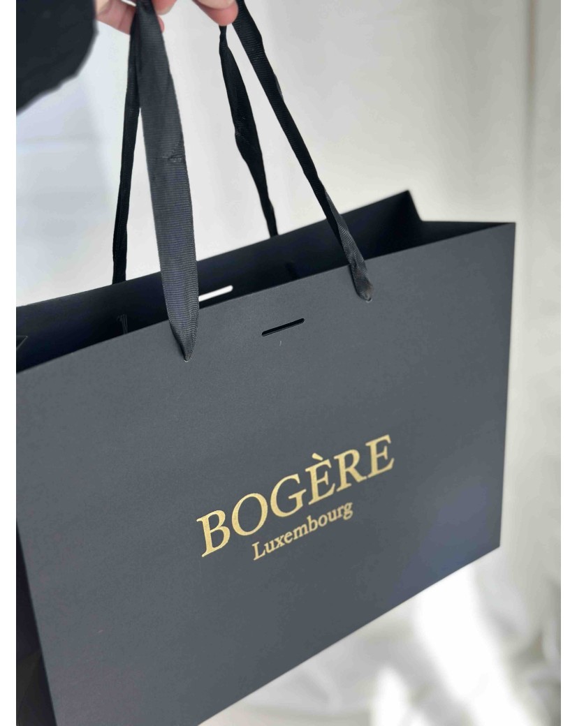 Luxe zwarte papieren tas - Handvat Zwart Lint - M (35x12x25 cm)