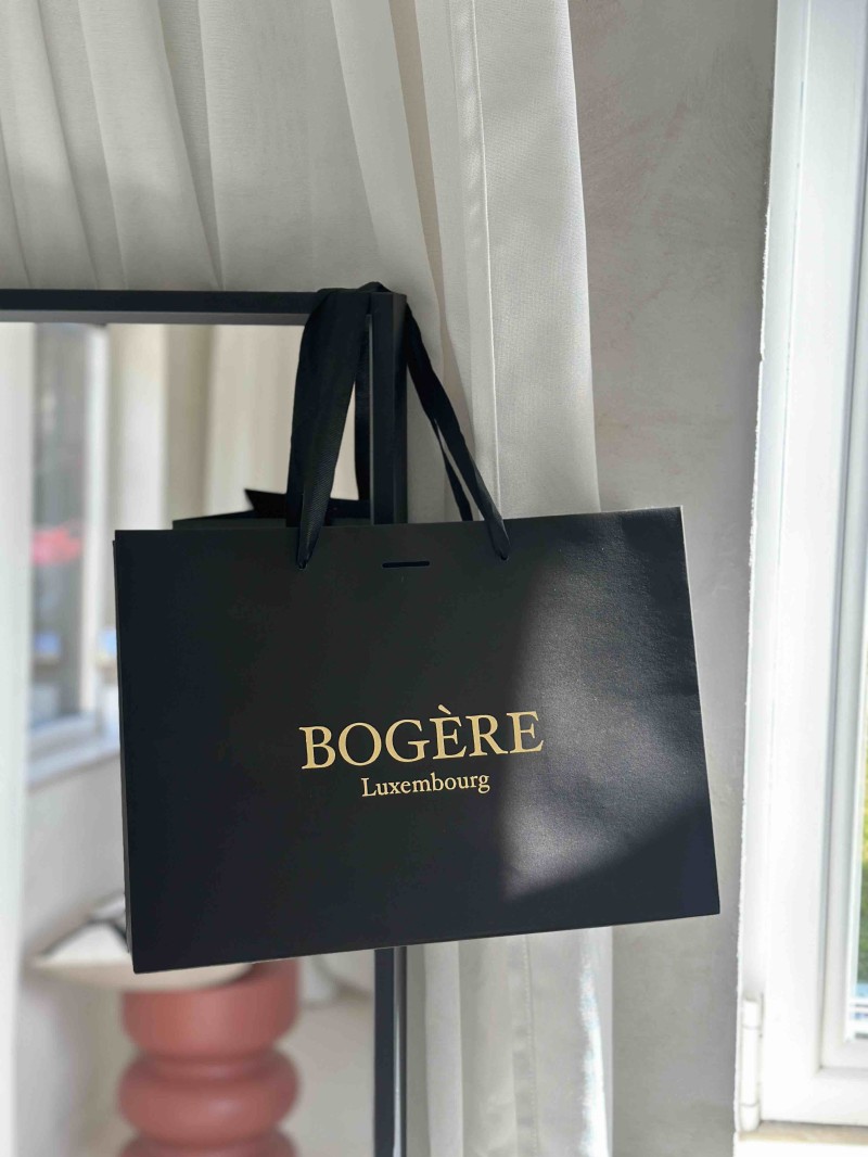 Luxe zwarte papieren tas - Handvat Zwart Lint - M (35x12x25 cm)