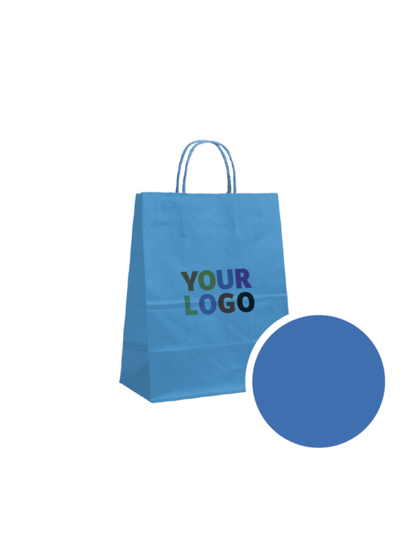 Papieren Tas Blauw M (22x10x31cm)