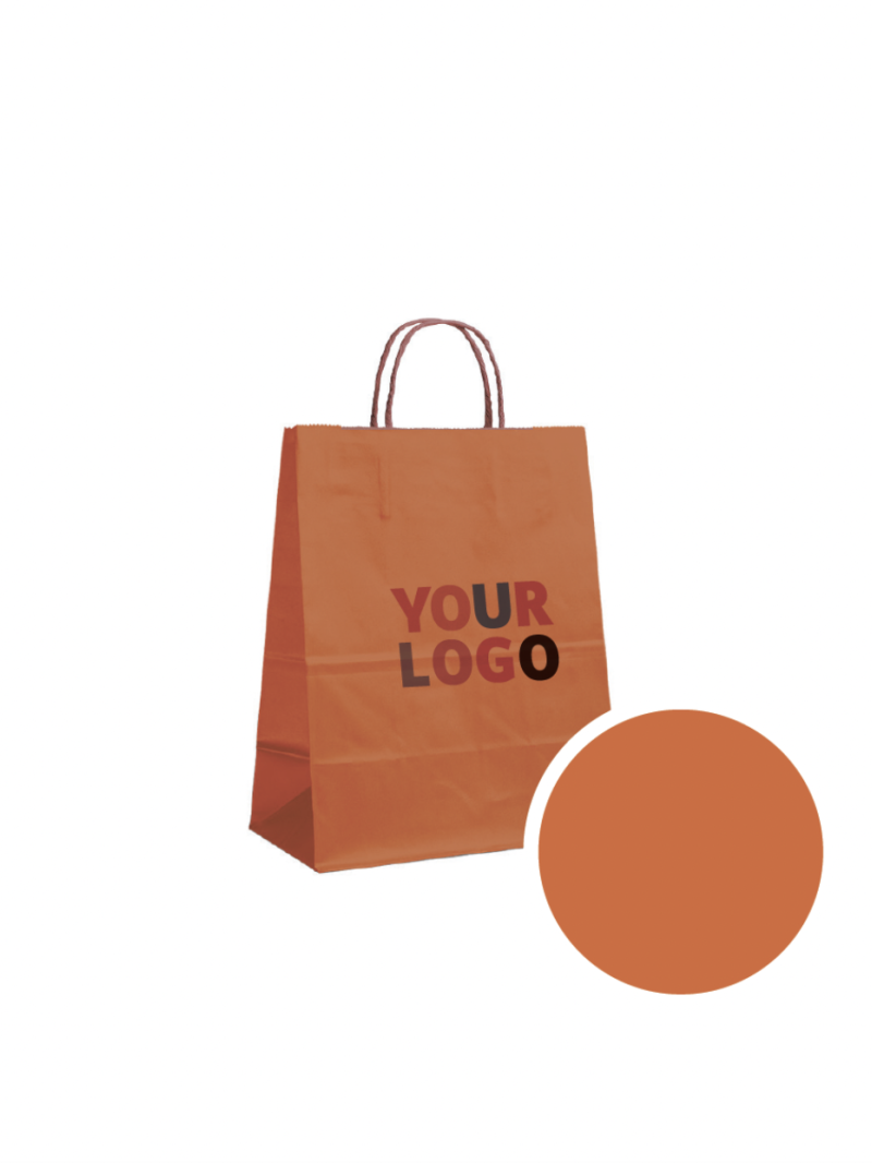 SAC PAPIER ORANGE M (22x10x31cm)