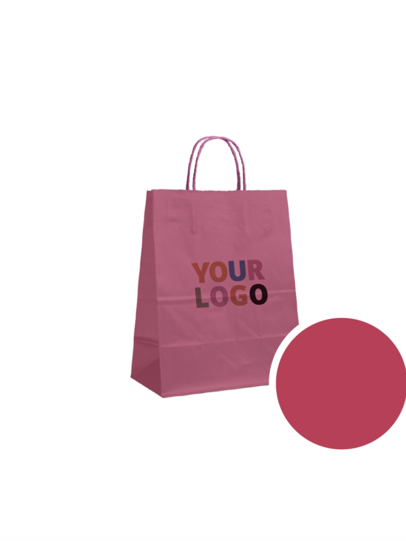 SAC PAPIER ROUGE VELOUTE M (22x10x31cm)