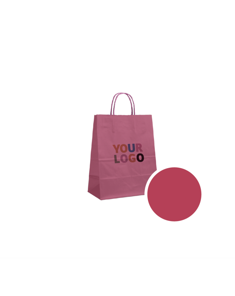 SAC PAPIER ROUGE VELOUTE M (22x10x31cm)